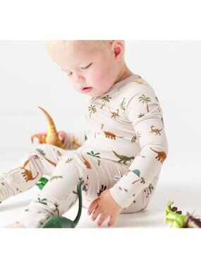Brave Little Ones Dinosaur Baby Pajamas 12-18M Bamboo Soft Stretchy Zip flip fee